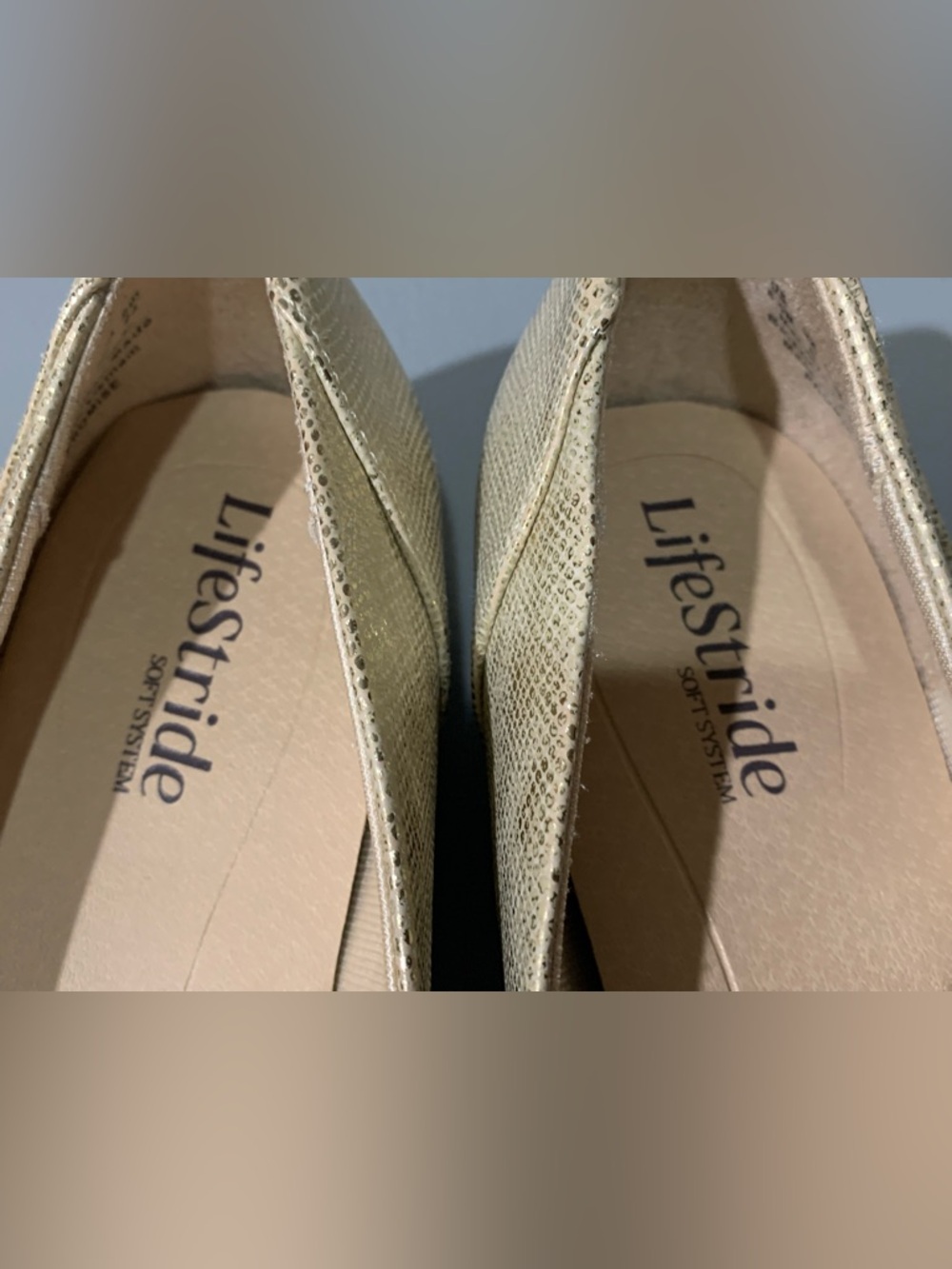 LifeStride Metallic Gold Slip-Ons with Textured Detail